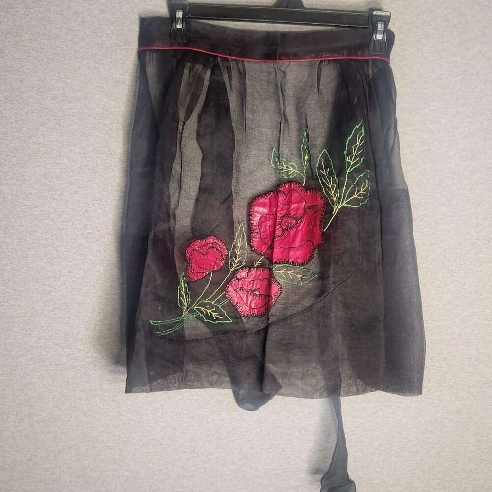 Vintage Black Sheer Floral Apron